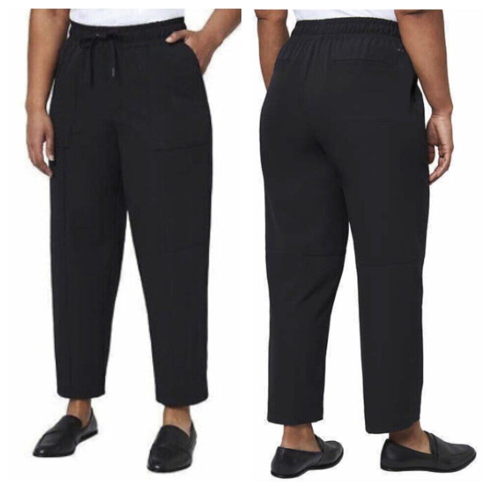 NWT Mondetta Women's High Rise Textured Ankle Pant Black Size L